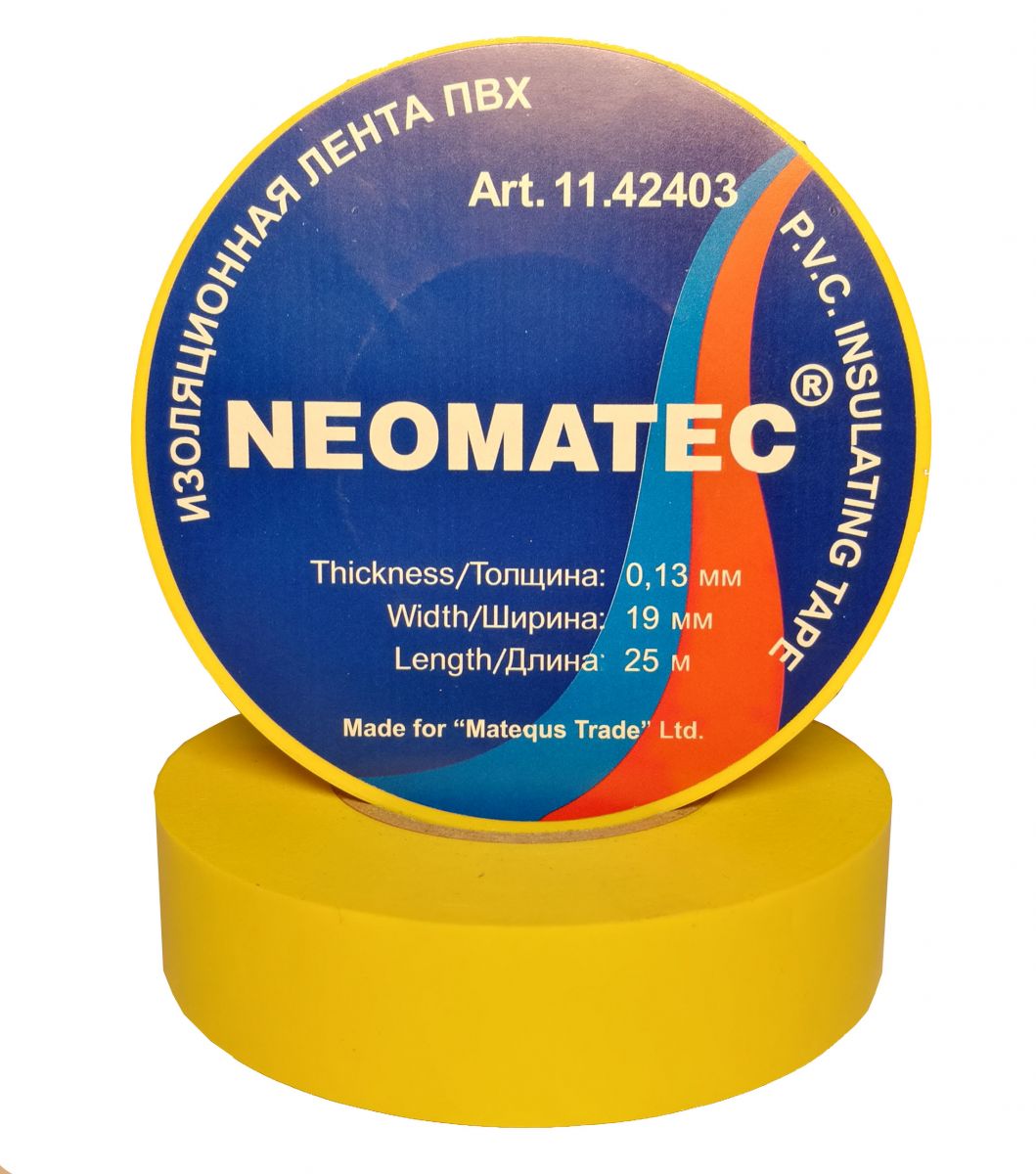 Изолента (25м х 19мм х 0,135мм) жёлтая NEOMATEC