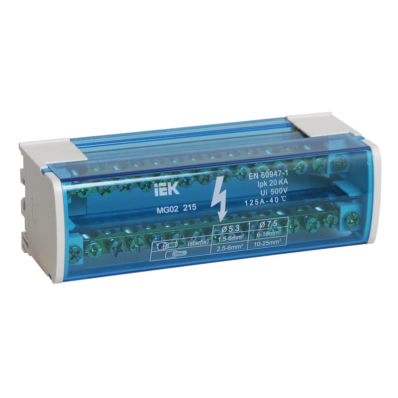 Шина на DIN-рейку в корпусе (кросс-модуль) ШНК 4х15 3L+PEN IEK