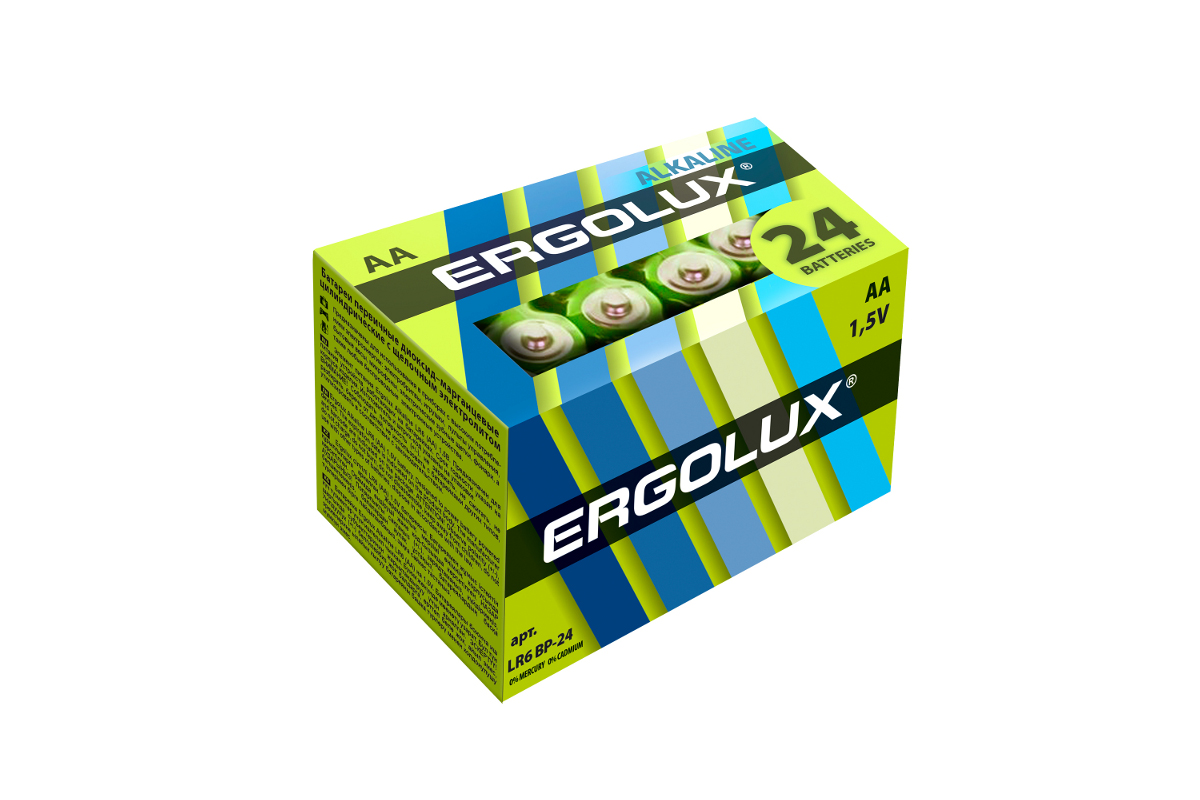 Элемент питания алкалиновый АА/LR6 1.5В Alkaline BP-24 (уп.24шт.) Ergolux