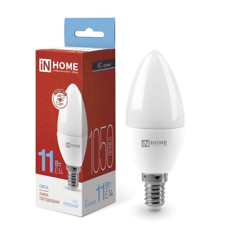 Лампа Светодиодная LED-СВЕЧА-VC 11Вт 230В Е14 6500К 1050Лм IN HOME