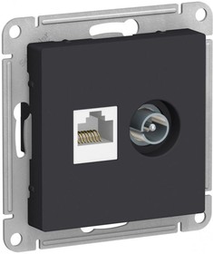 Розетка компьютерная+телевизионная 2-м AtlasDesign RJ-45 кат. 5Е+TV механизм бел. SE
