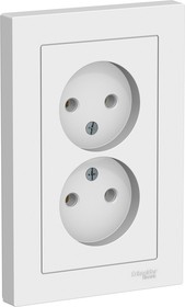 Розетка 2-м СП AtlasDesign 16А IP20 без заземл. в сборе бел SE