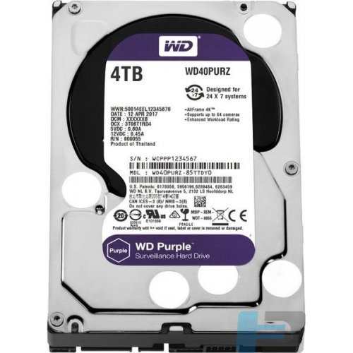 Жесткий диск SATA 4TB 6GB/S 256MB PURPLE [WD43PURZ] [4 TB][3.5", 5400 rpm] WDC