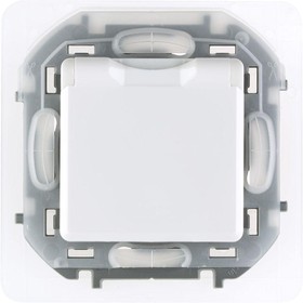 Розетка 1-м СП Inspiria 16A IP44 250B 2Р+Е защ. шторки с крышкой немецк.стандарт механизм бел.  Leg