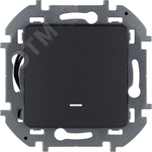 Выключатель 1-кл. Inspiria 10A IP20 250B 10AX с подсветкой/индикацией механизм антрацит Leg