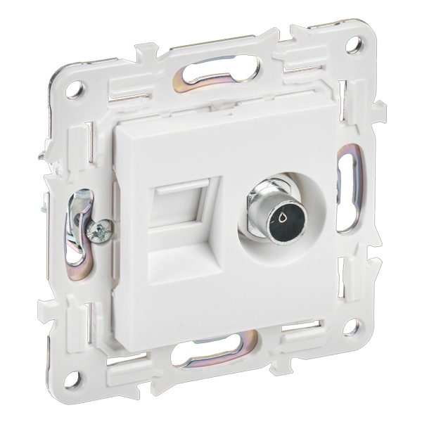 Розетка двойная TV+RJ45 кат.6Е SKANDY SK-A15W арктич.бел. IEK