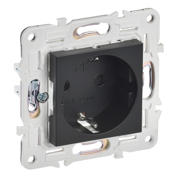 Розетка SKANDY 16A с заземл. защ. шторки  SK-R04BI черн. IEK