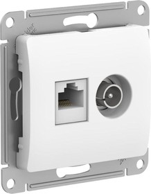 Розетка компьютерная+телевизионная 2-м Glossa RJ-45 кат. 5Е+TV механизм бел. SE